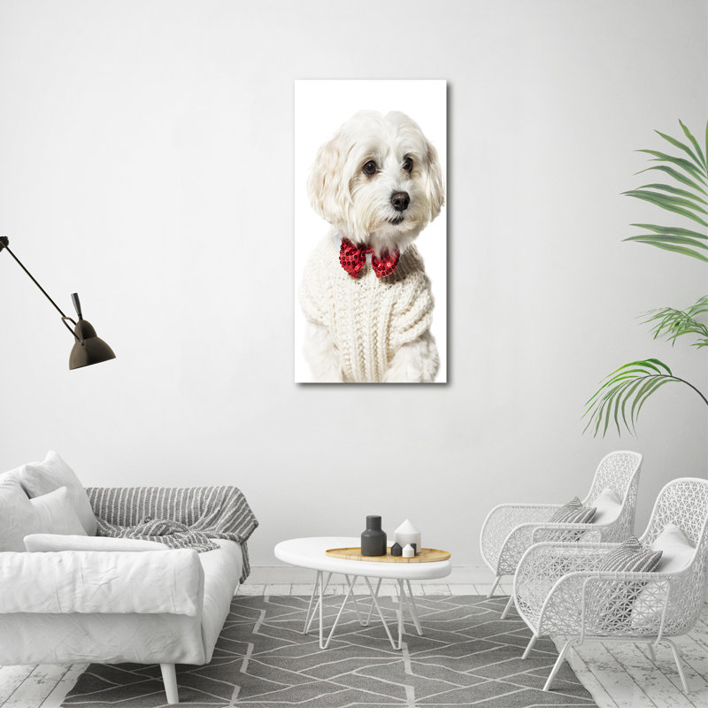 Maltese In A Bow Tie - Wrapped Canvas Print, 120cm H x 60cm W