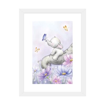 Éléphant avec papillon par Makiko - reproduction d'art