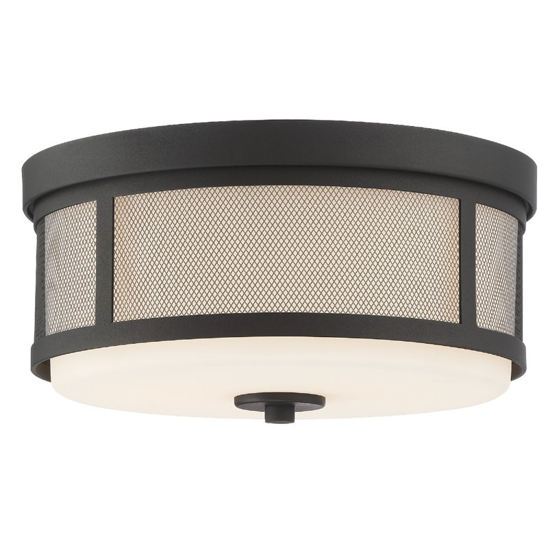 Plafonnier encastré 2 lumières 13,62 po, Forgé noir