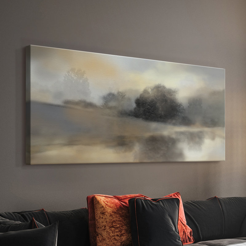 Misty Pond - Toile tendue avec châssis - Prêt à accrocher, H 20 po x l 40 po