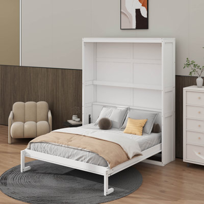 Lit escamotable double avec tablettes