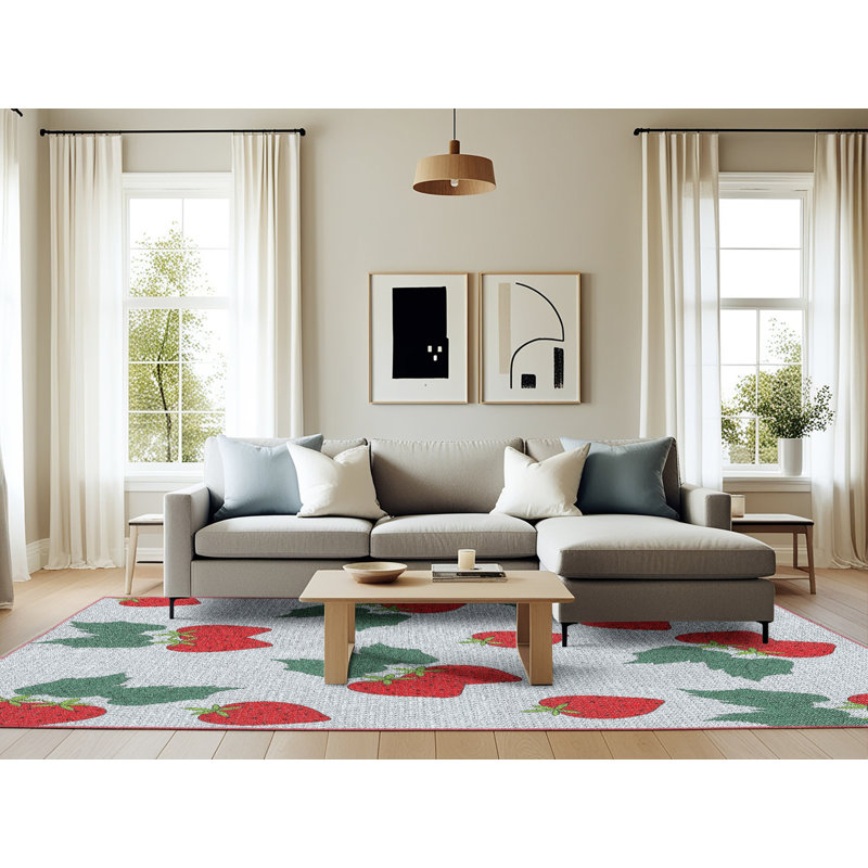 Tapis rouge à motif floral Danniella, Rectangle 6 pi x 9 pi