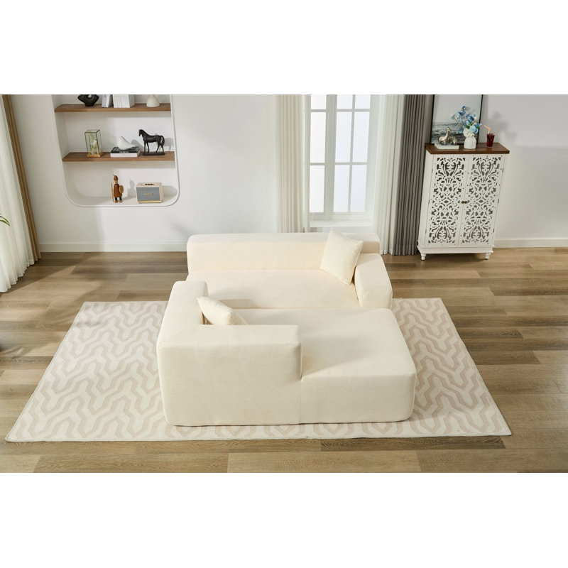 Canapé compressible en chenille beige, Beige