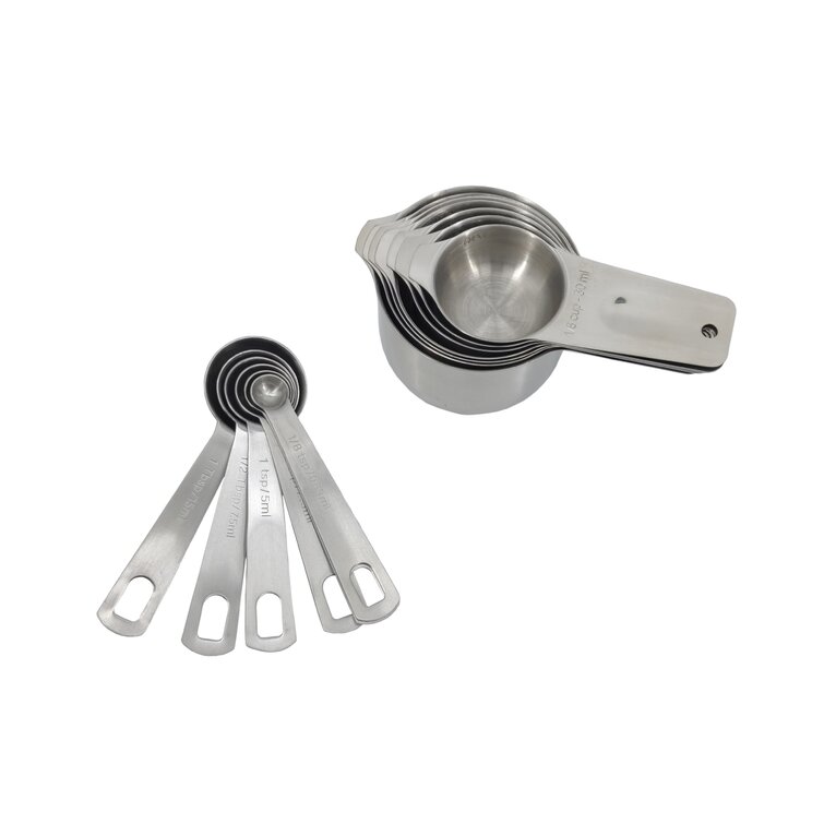 Measuring Cups 7 Piece with New 1/8 Cup (Coffee Scoop) by KitchenMade-Stainless Steel-Nesting Set.