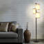 Lampe sur pied 3 lumières DEL de style Mid-Century moderne avec abat-jour tambour en tissu 74 po Liam-62954080