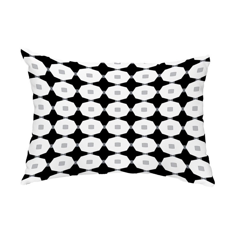 Geometric Outdoor Reversible Throw Pillow, Black