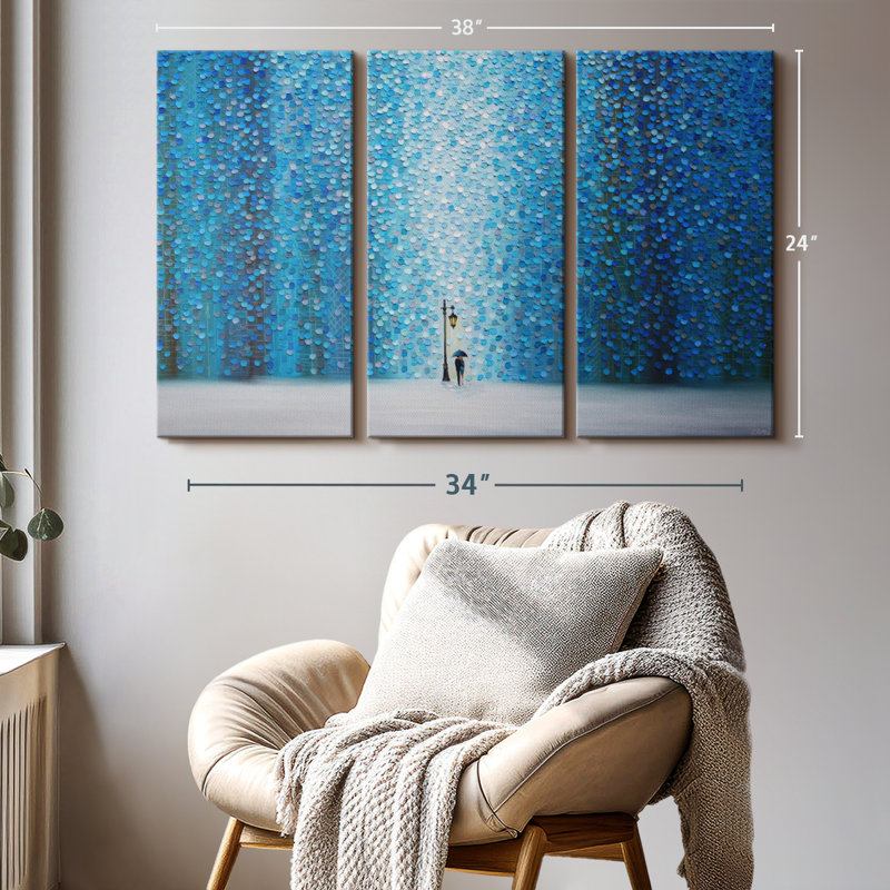 «Night Rain», 3 pièces, H 24 po x l 38 po