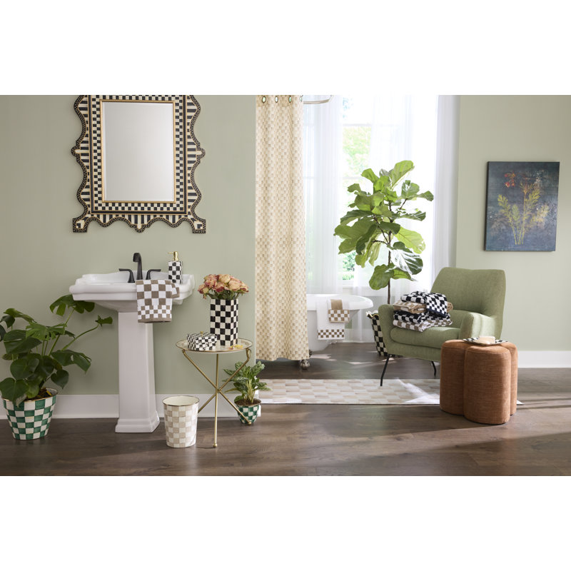 Mocha Checkered Washable Rug, Rectangle 2' x 3'