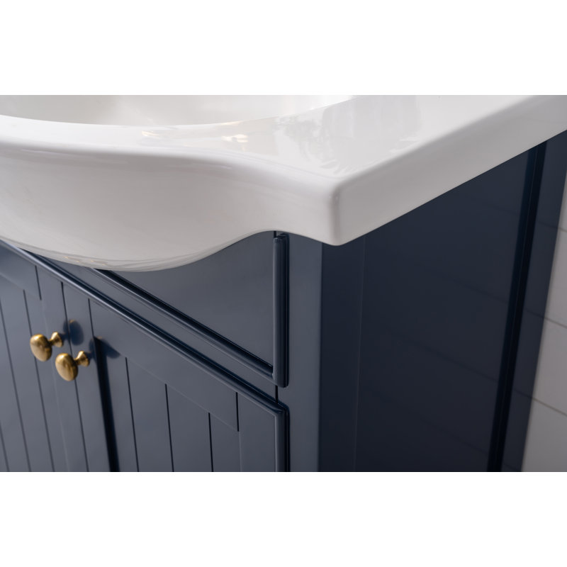 Armillia 30'' Single Bathroom Vanity with Porcelain Top, Blue