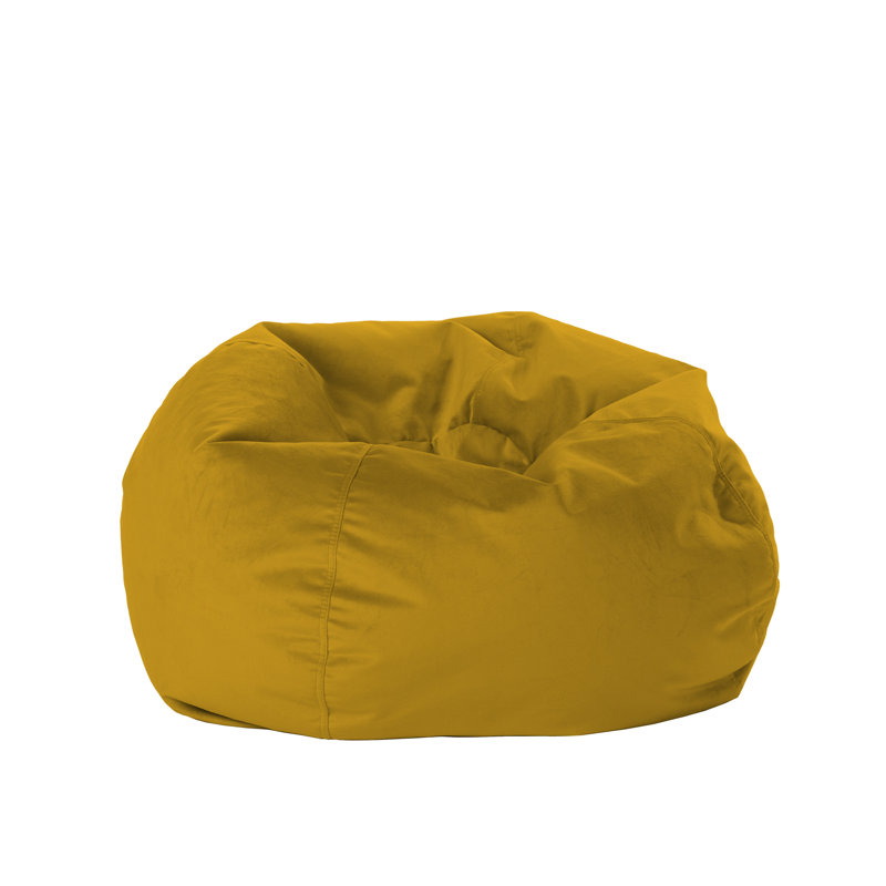 Factory Direct Partners 30 inch Round Velvety Bean Bag for Kids and Teens, Yellow Microfiber