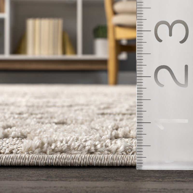 Anabelle Moroccan High Low Textured Beige/Cream Area Rug, Runner 2'8" x 8'