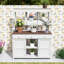Table de jardin haute avec huche, 6 tiroirs, tablettes, 2 armoires et crochets-1788317843