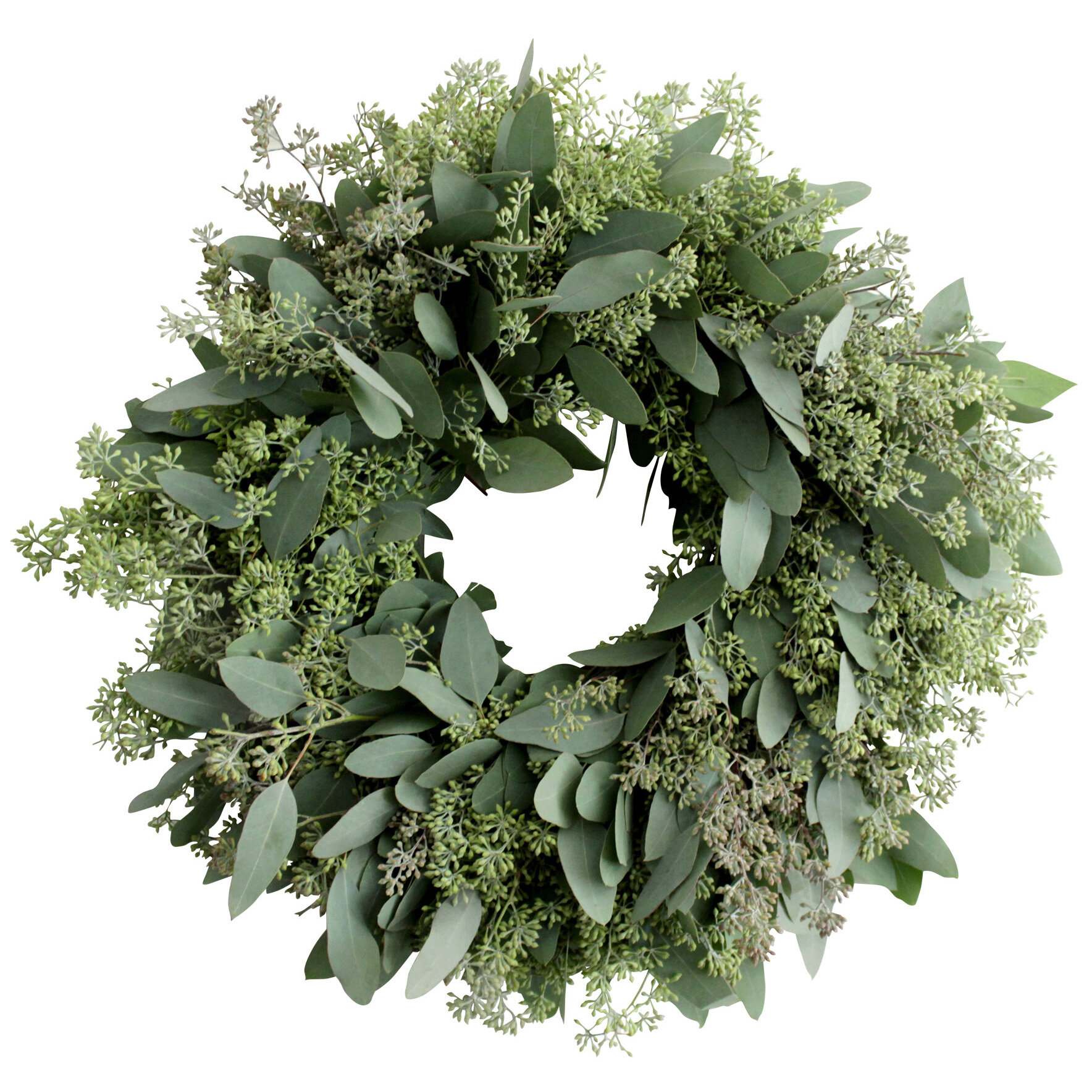 Fresh Eucalyptus Wall Hanging Swag With Dried Roses, Fresh Wreath