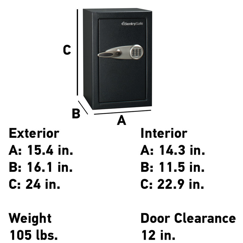 Security Safe Lock, 24" H x 15.5" W x 16.1" D