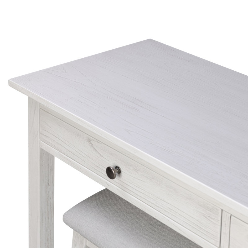 Surfside - Console à 3 tiroirs avec multiprise, port USB-A et USB-C - Finition blanc patiné