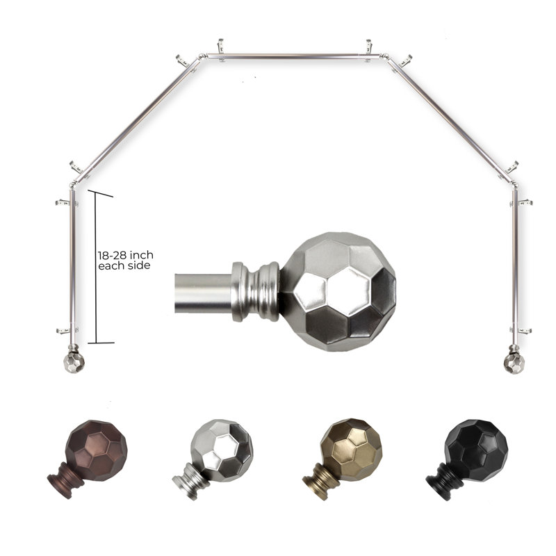 Tringle à rideaux simple à 5 côtés Campanella, Nickel satiné, 28 à 48 po (de chaque côté)
