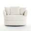 Ultra Plush Faux Rabbit Fur Oversized Swivel Barrel Chair with Three Pillows-2064079547