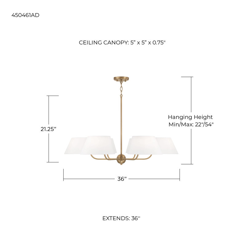 Arielle Dimmable Classic / Traditional Chandelier, 21.25" H x 36" W