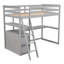 Lit mezzanine simple gris avec bureau, tablettes et tiroirs coulissants fonctionnels-303046812-303046813