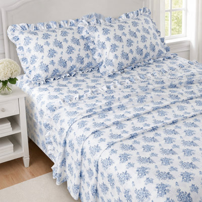 Ensemble de draps ultra-doux en microfibre à ourlet à volants et poches profondes