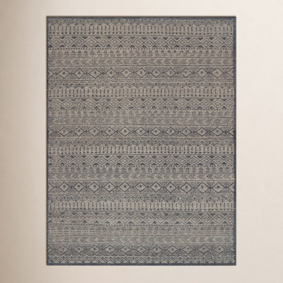 Hansel Denim Hand-Knotted Geometric Wool Rug