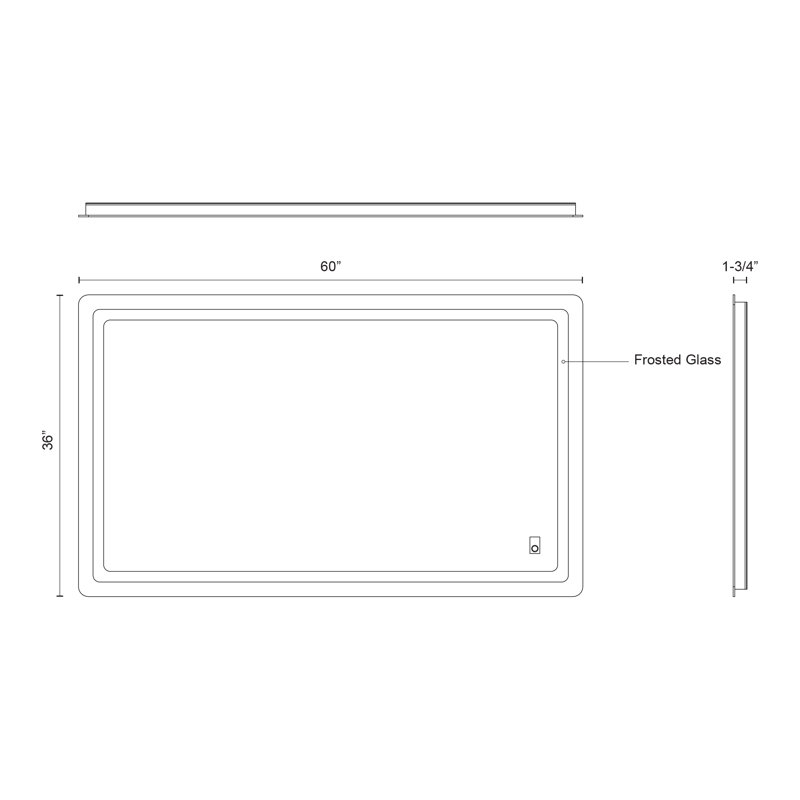 Seneca Rectangle Lighted Wall Mirror, 36"H x 60"W x 1.75"D