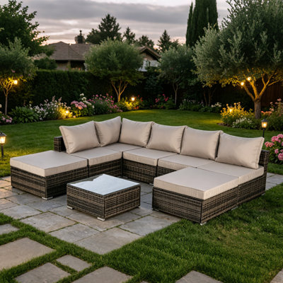 Canapé modulaire d'extérieur pour patio 8 pièces, ensembles de conversation en osier