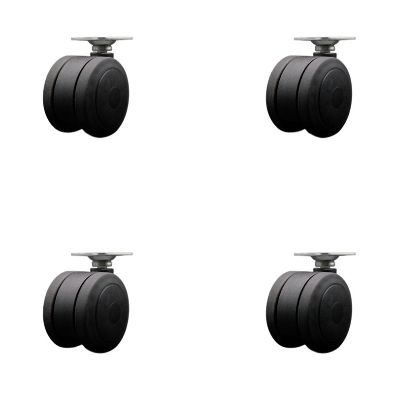 Ensemble de 4 assiettes à roulettes 3 pouces, Noir
