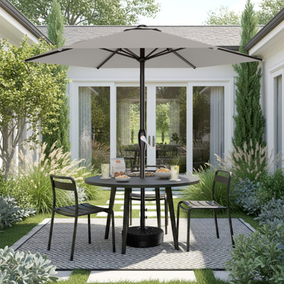Parasol d'extérieur de 7,5 pi, parasol de marché, parasol de marché, parasol en métal avec bouton-poussoir inclinable et manivelle, 6 baleines, auvent en polyester