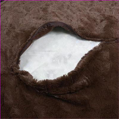 Fauteuil à billes en fausse fourrure de 3 pi pour adultes et amp; Kids - Housse facile à nettoyer, mousse viscoélastique déchiquetée | Brun | Fausse fourrure