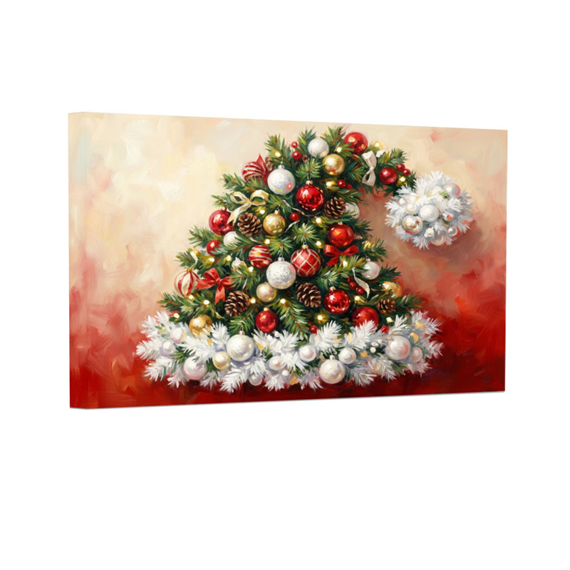 Arbre de Noël décoré avec des ornements et de la neige, H 12 po x l 18 po
