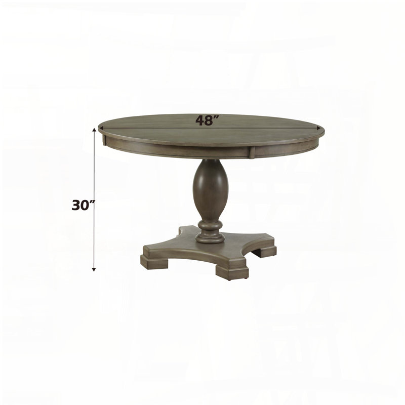 Table de salle à manger ronde à piédestal avec finition chêne gris
