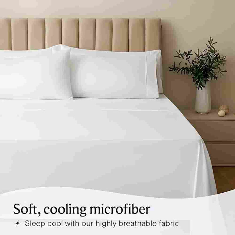 Ultra Soft Microfiber Sheet Set - 6 Pc Set - Wrinkle Resistant - Cooling Sheets With Deep Pockets, White