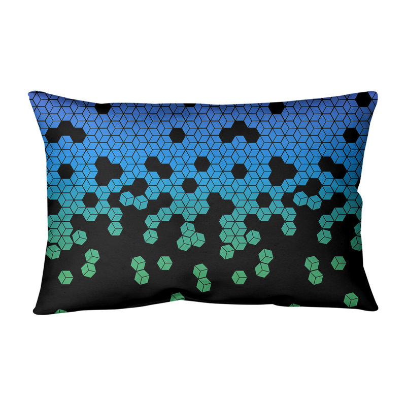 Housse et insert de coussin rectangulaire en lin Katelyn Elizabeth, Pas de bourre, Paon