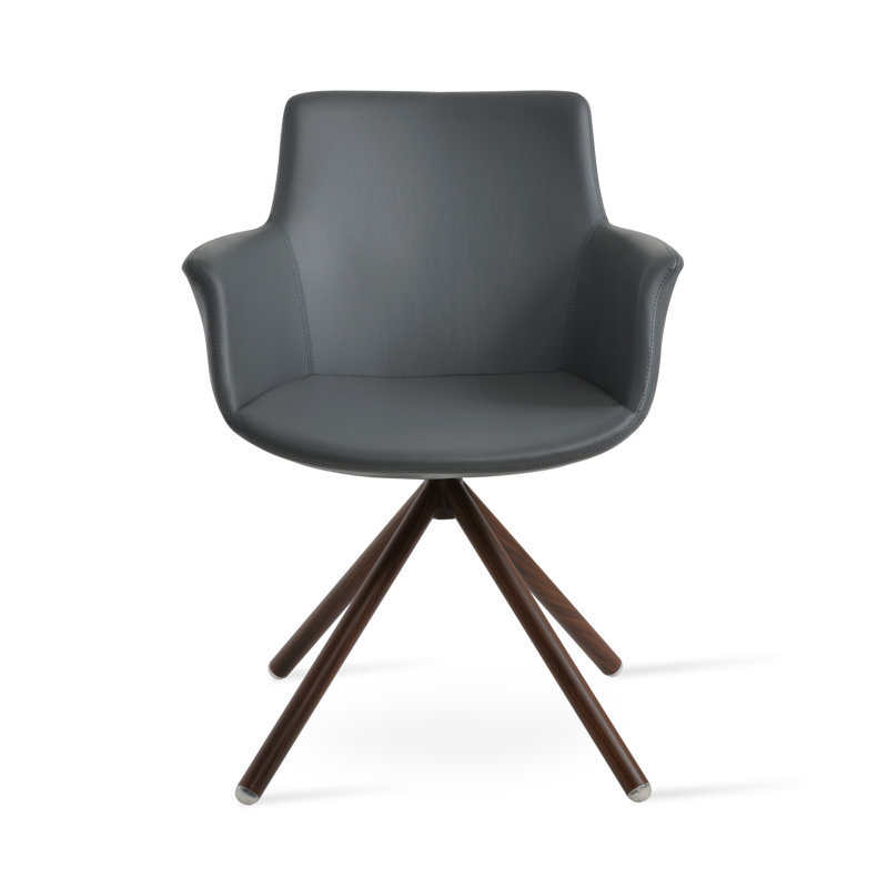 Bottega Fabric Solid Back Arm Chair, Gold, Gray
