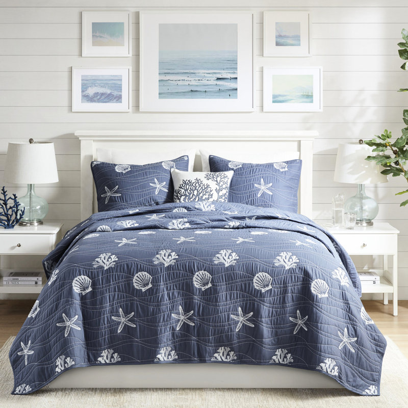 Literie en coton. Bleu marine / très grand Étoile de mer brodée et. . Lavable à la machine. . Coussin décoratif très grand en coton. Et rembourrage. Avec