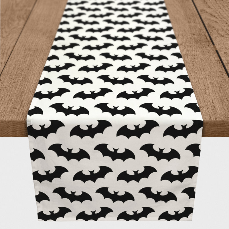 Rheba Geometric Cotton Blend Halloween Table Runner, 72" x 16"