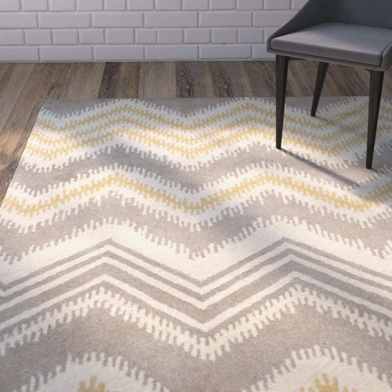 Raika Hand Tufted Wool Chevron Rug, Rectangle 5' x 8'