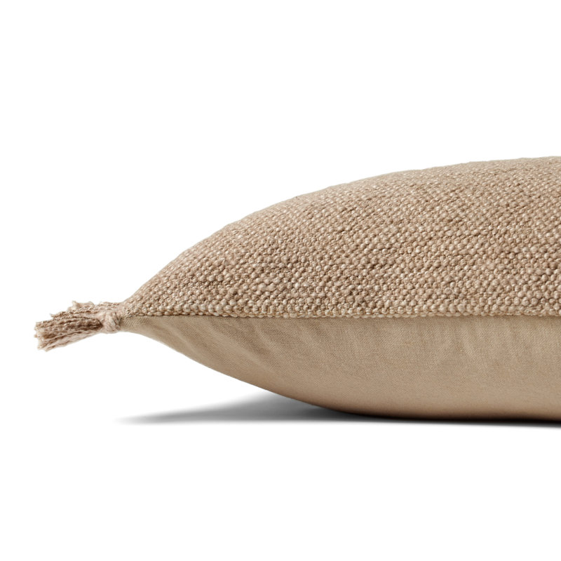 Coussin Magnolia Home par Joanna Gaines x Loloi Jett, polyester, Beige