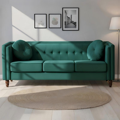 Canapé Chesterfield classique avec dossier capitonné et revêtement en velours