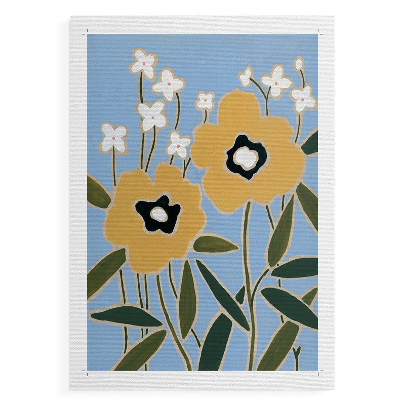 Woodblock Floral II - Impression sur toile seulement - NON-CADRE, H 60 po x l 40 po