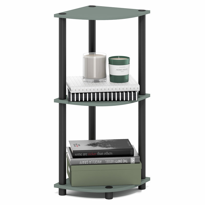 Baril 29.6" H x 11.6" W Corner Bookcase, Sage Green/Black, (2 Shelves) 29.6" H x 11.6" W x 11.6" D