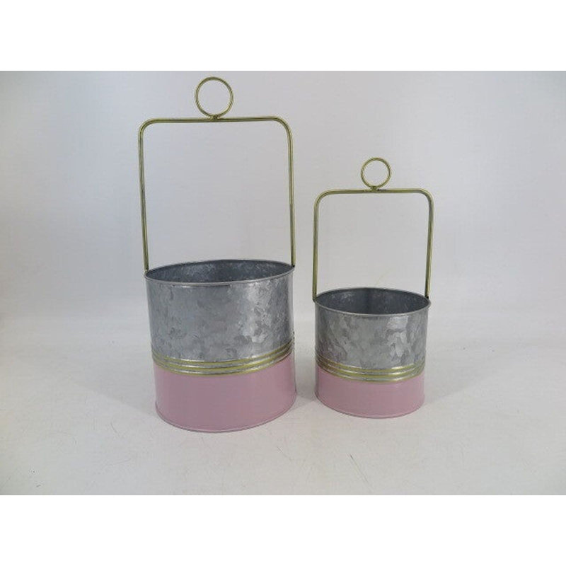 Karalyn Metal Hanging Planter, Pink