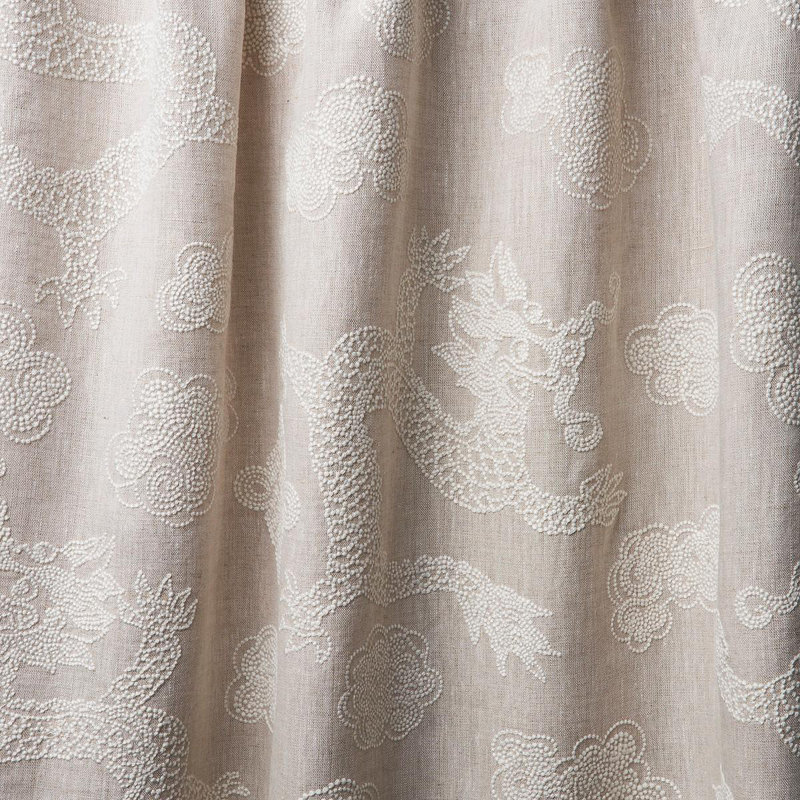 Dragon Embroidery Fabric, Ivory/Natural