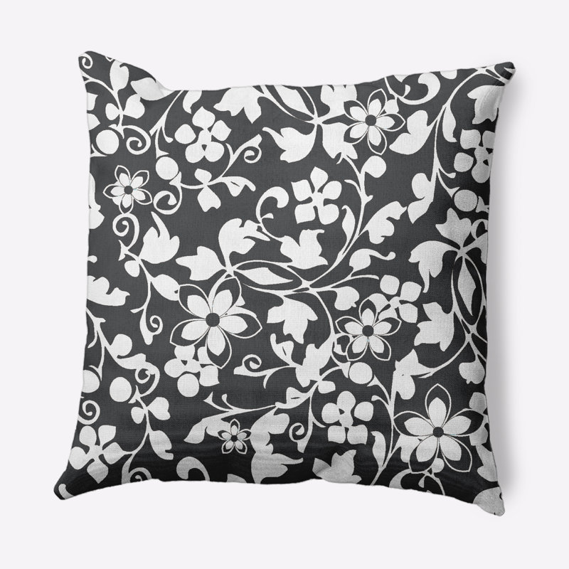 Floral Outdoor Reversible Throw Pillow, 18" x 18", Pepper