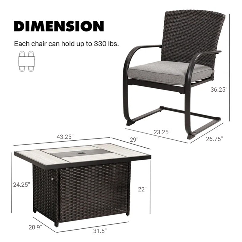 Ensemble de conversation en métal pour 4 personnes avec coussins
