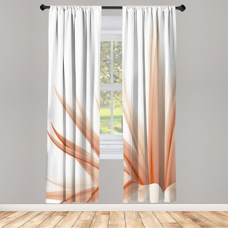 Microfiber Floral Semi-Sheer Rod Pocket Curtain Panels, 28" W x 63" L, Blush/White