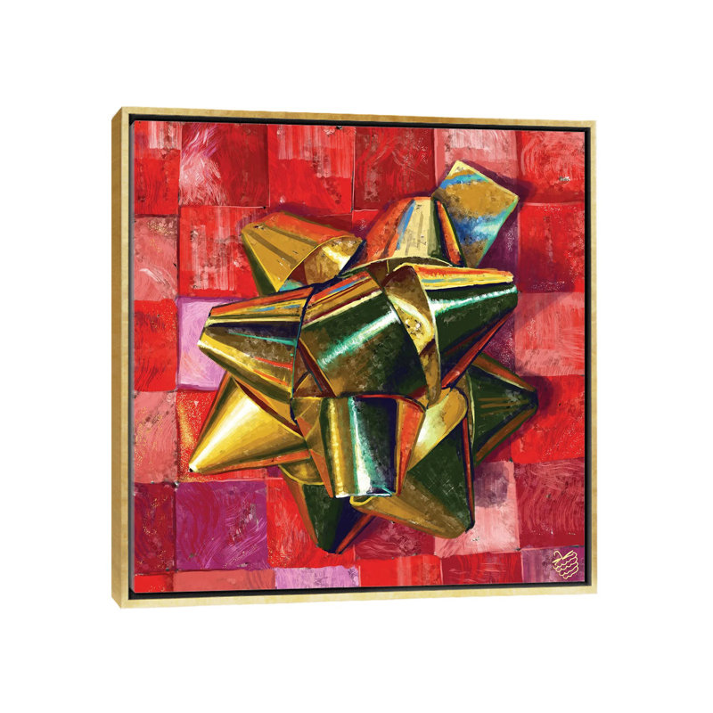 Golden Bow - reproduction d'art murale - toile encadrée, H 37 po x l 37 po, Impression encadrée sans passe-partout, Doré