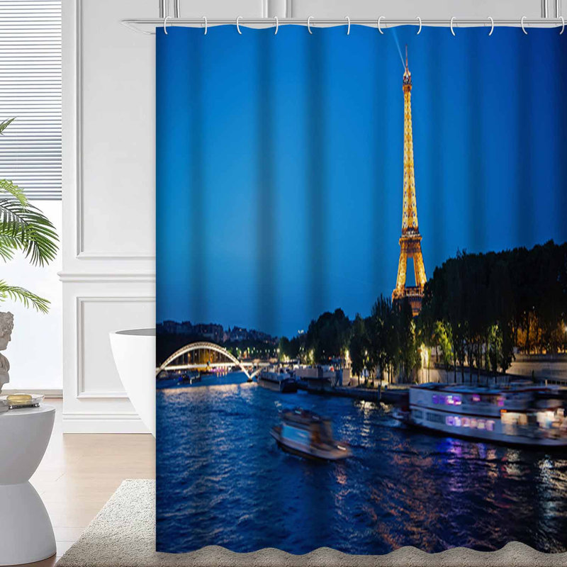 Rideau de douche Paris Paris Tour Eiffel avec 12 crochets, L 72 po x l 72 po