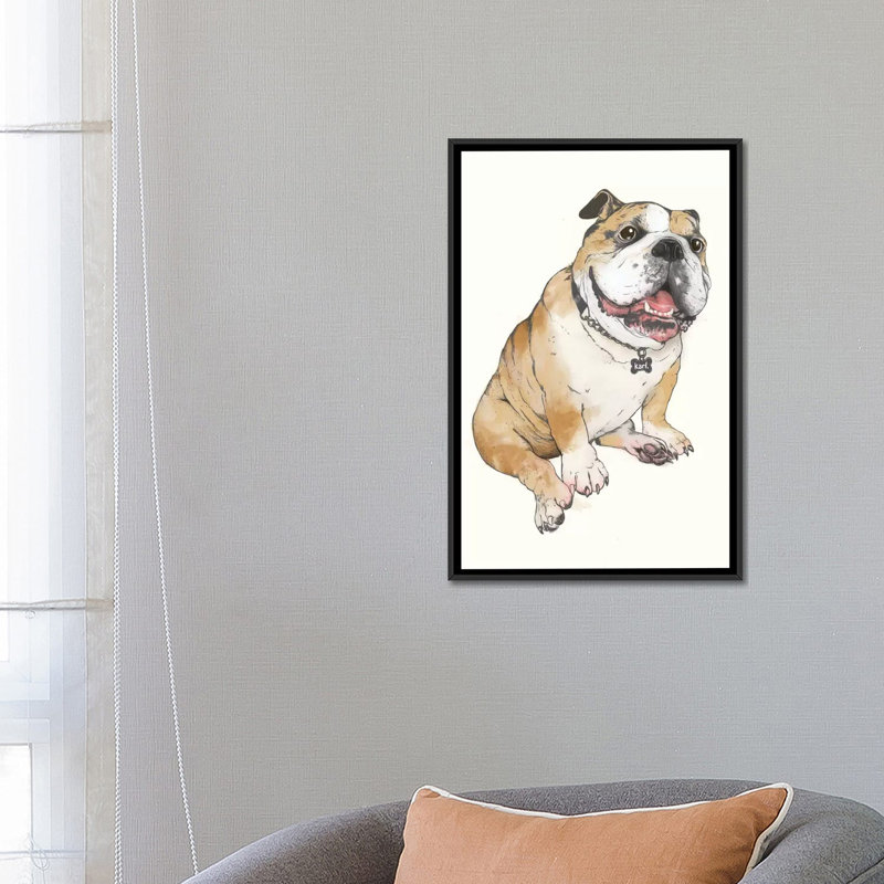 «Bulldog», impression sur toile, H 26 po x l 18 po x P 1,5 po, Toile avec cadre noir